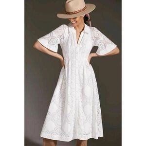 Anthropologie Maeve Eyelet Midi Dress